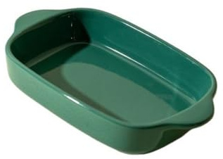 Cazuela Plato for hornear arroz al horno, cuenco de cerámica de doble oreja, plato for microondas, horno, utensilios especiales(Green)