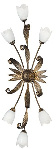 Onli 4240/PL6 Lampadario, Marrone/Bianco, 6 luci, metallo;vetro