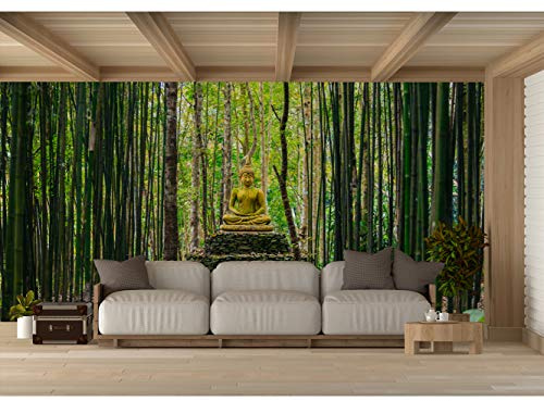 Oedim Fotomural Vinilo para Pared Buda en Bosque de Bambú | Fotomural para Paredes | Mural | Vinilo Decorativo | Varias Medidas 200 x 150 cm | Decoración comedores, Salones, Habitaciones...