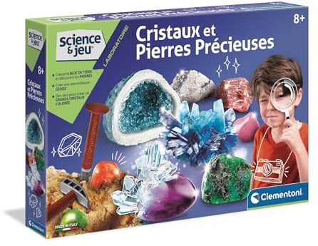 Clementoni Science & Jeu - Cristaux et Pierres Précieuses - Kit Géologie - 8 Ans+