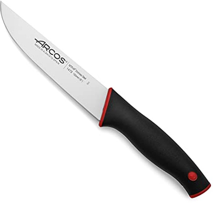 Arcos Küchenmesser aus Nitrum-Edelstahl mit 15 cm Klinge - Professionelles Universalmesser, Ergonomischer Griff aus Polyoxymethylen (POM) - Schwarz und Rot, Serie Duo
