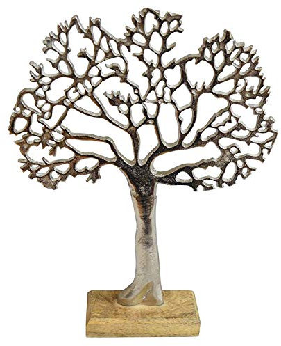unbekannt Großer Baum aus Metall auf Holz Sockel Aufsteller Lebensbaum Fensterdeko 38x43 cm