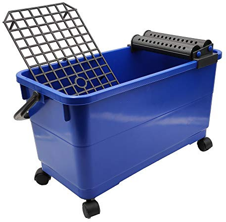 DEWEPRO® Profi Fliesenleger Wascheimer 22l inkl. 4 Laufräder, Bodensieb und Doppelrollenaufsatz
