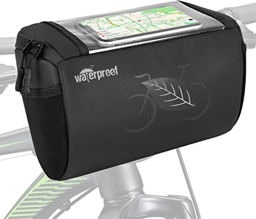 Nasjac Lenkertasche Fahrrad - wasserdichte wetterfeste Fahrradtasche vorne Lenker reflektierende Rahmentasche Fahrrad Lenkertasche mit transparentem wasserdichtem Touchscreen für e-Bike MTB Radfahrer