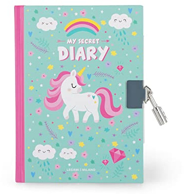 Legami - Diario segreto con Lucchetto, 328 Pagine, con Segnapagina, in Carta certificata,11x15,5 cm, Tema Unicorn