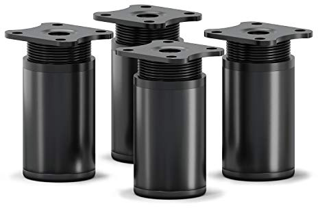 Sossai Möbelfüße MFR1, 4er Set, Höhe 60 mm, höhenverstellbar, rundes Profil Ø 40 mm, schwarzmatt, ideal für Schränke und Kommoden