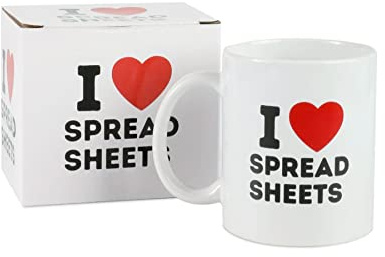 Toy Galaxy Cool Mugs – I Love Spreadsheets Mug – Awesome Slogan Mugs for The Office - Spreadsheet Mug for Secret Santa and Birthday Presents – 325ml Ceramic Coffee and Tea Mug