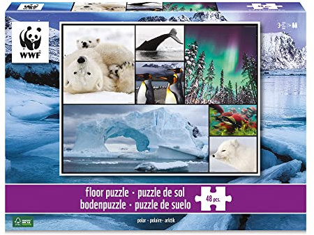 Ambassador 7230482 Bodenpuzzle Polartiere, 48 Teile Puzzle für Kinder ab 3 Jahren, WWF