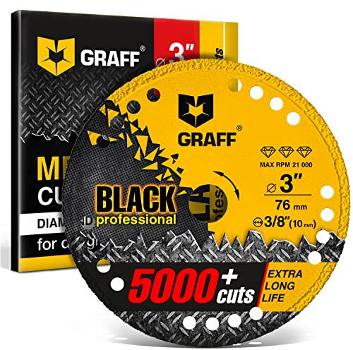 Disque a Tronconner 76 Metal GRAFF Black – Disque Meuleuse pour Fer Métal Acier Inox Aluminium – Disque Diamant pour Meuleuse d'Angle – Disque a Ebarber 76 Metal