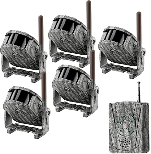 Dowesyeen Detector Movimiento Inalambrico, Caza con Alarma en Reloj Alcance hasta 300m Sensor Detectores de Movimiento con Sonido y Vibración Seguimiento de Animales Alarma (1 Receptor Y 5 Detectore)