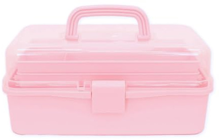 Craftelier - Caja de Herramientas de Plástico | Caja Organizadora de Plástico con Compartimentos | Organizador de Medicamentos y Scrapbooking | Tamaño Aproximado 32 x 13,5 x 18,5 cm - Color Rosa