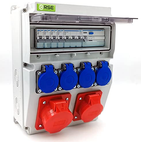 RSE BAUSTROMVERTEILER WANDVERTEILER KOMPLETT VERDRAHTET 32A 16A 230V MIT HAGER SICHERUNGEN IP65, RSE 13-32A/5P, 16A/5P, 4x230V