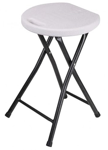Tresice France Klapphocker, Weiß, Kunststoff, Metall, 30x30x45 cm, Minimalistisch, Zusammenklappbar, Platzsparend, Leicht zu Reinigen