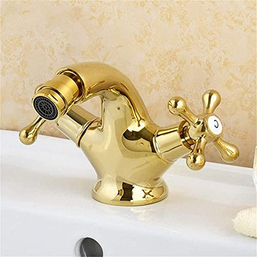 Wasserhähne, Wasserhahn Galvanisierte Oberfläche Gold Bidet Wasserhahn Schaft Wasserhahn Doppelgriff Golden Becken Bidet Mischkran