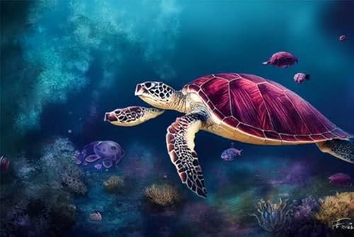 adrium Acryl-Bild 50 x 30 cm: Meeresschildkröte, die im Meer schwimmt (192825144)
