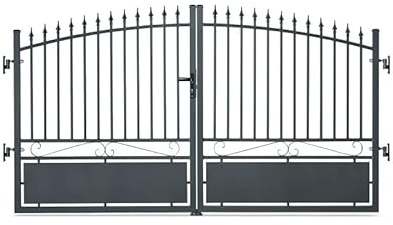 Gardenode Easy Clôture Portail Aluminium Tradition Style ferronnerie 3m00 Gris