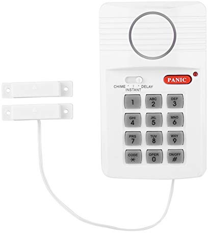 Pilipane Sistema di Allarme Porta - Tastiera di Sicurezza con Pulsante Antipanico per La Protezione Dell'home Office,Tastiera Antiruggine E Allarme di Ritardo del Campanello, Installazione Semplice