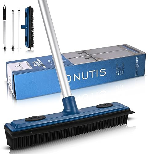 Onutis - Balai Silicone Caoutchouc – Balai Coiffeur - Anti Poils Animaux avec Manche – Balai Brosse avec Trous pour Serpillière - Lavage Sol Tapis - Intérieur et Extérieur