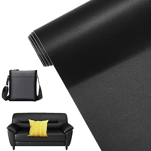 Selbstklebender Leder, DIY Kunstleder Lederreparatur, Kunstleder Selbstklebende Leder Reparatur Patch, Leder Reparatur Set Patch Kit für Sofas, Autositze, Bürostuhl, Kopfteil, 60 x 137 CM(Schwarz)