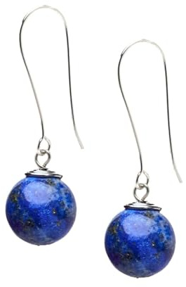 Handgefertigte Damenohrringe mit natürlichen Edelsteinen, 925er Sterlingsilber, 12 mm große Kugelperlen, lange Haken, Kugeldesign für Mädchen