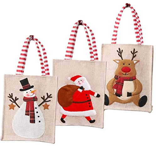 OATIPHO 3st Einkaufstasche Geschenktüte Einschulung Handtaschen Geschenktüten Tasche Für Partygeschenke Weihnachtsfeierbevorzugungstasche Weihnachtstüten Stoff Weihnachten Geschenktasche