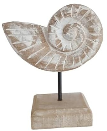 ceramicas basas Figura Adorno Concha de Madera Tallada a Mano de Mango de 15 * 12cms.