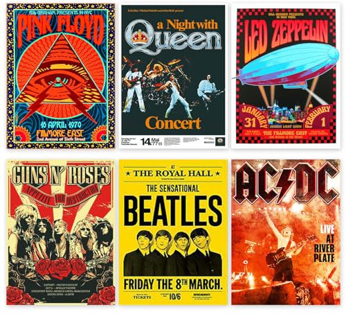 BDSHUNBF Affischset med 6 album Cover band, duk väggkonst, estetisk duk, affisch vintage för tonåringar sovrum rumsdekoration utan ram