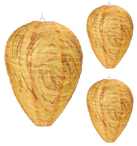 Elepl 3 Pièces Faux Nid de Frelons Imperméable Leurre Faux Nids de Guêpes Dissuasive Efficace Leurres de Nid de Guêpe Piège à Guêpes pour Maison et Jardin Extérieur