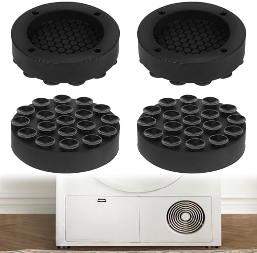 Andibro 4 Stück Waschmaschine Schwingungsdämpfer, Rund Vibrationsdämpfer Mit Saugnapf Waschmaschinen Unterlage Universal Gummi Antivibrationsmatte Silent Dämpfer Antirutschmatte Füße für Trockner