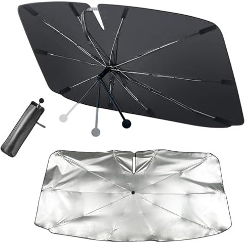 YNP Ombrello Parasole Auto Parabrezza Interno Anteriore - Modello 2025 con Manico pieghevole - Accessori Auto Protezione Raggi UV - parasole per auto 140X80 CM