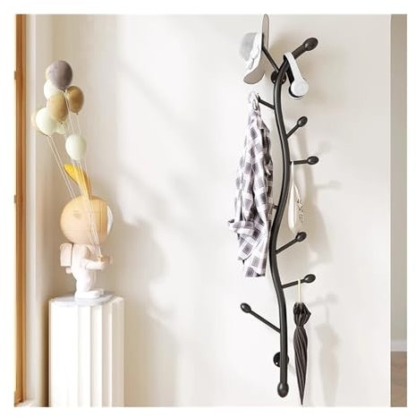 SDA287MZ Kleiderhaken Wand Wandgarderobe – dekorative Hutablage, Wandgarderobe aus Metall, stabile Wandhaken for Aufhängen von Mantel, Jacke, Kleidung, Hut Wandgarderobe(Schwarz)