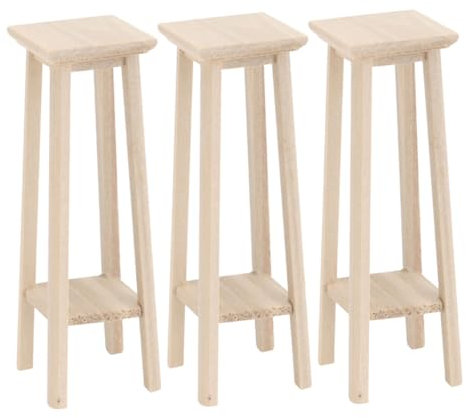 Warmhm 3stücke Miniatur Möbel Blumentopf Regal Für Puppenhaus Holz Hochstuhl Für Mini Garten Stilvolles Zubehör Für Kreative Kinderzimmerdeko