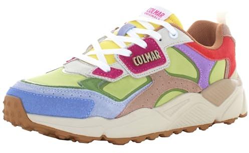 COLMAR Scarpa Sportiva Verde Multicolore,Modello Donna Garner Flashy 142 Suola Chunky,Design Retro in Scamosciato (Verde-Multicolore, Sistema Taglie Calzature EU, Adulto, Donna, Numero, Media, 36)