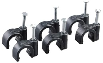 Fermacavi for cavi, fermacavi for cavi, 100 pezzi Fermacavo rotondo in PE da 4 mm a 14 mm con supporto for chiodi in acciaio al carbonio, fascetta for cavi elettrici, morsetto da parete circolare nero