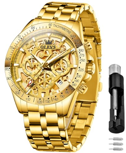 OLEVS Skeleton Uhren Herren Quarz Business Kleid Edelstahl Uhrenband Wasserdicht Ieuchtende Herrenuhr
