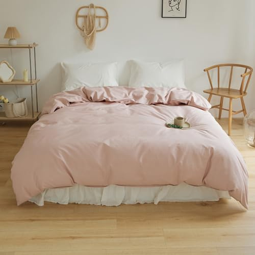 HAIBA Bettwäsche Bettbezug 180 x 200 cm 100% Baumwolle mit Reißverschluss | Rosa Baumwolle Komfortabler und weicher Bettbezug mit Eckbändern für alle Jahreszeiten