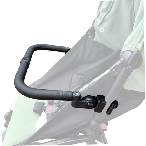 Barra de parachoques de cochecito, mango de cochecito impermeable ajustable de cuero de cuero PU para niños pequeños, accesorio de barras transversales desmontables para soporte y barra de parachoque