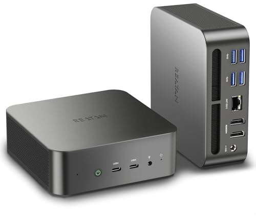 Reatan A9 Mini Gaming PC AMD Ryzen 9 7940HS(up to 5.2GHz) 32GB DDR5 1TB SSD 5600 MHz RAM, Desktop Mini Computers,Radeon 780M Graphics,Quad Display 2.5Gbps LAN,2xHDMI 2.1,8K USB 4.0 Wi-Fi 6E/BT5.3