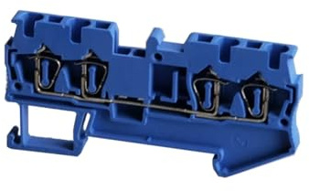 Morsettiera for guida DIN ST-2.5-QUATTRO da 50 pezzi, connettori for cavi, tipo a trazione, 4 conduttori, morsetti a molla(Blue)