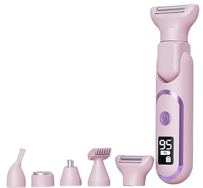 Afeitadora Electrica Mujer, cortapelos Corporal para Mujer Recortadora para Zona Bikini Recortadora Mujer Zona Intima, para Cara Axilas Bikini,Uso en Seco y en Mojad(Color:Pink)