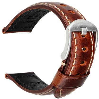 Generico Läderband för klocka - 20/22/24 mm med spänne för smartwatch, 20mm, Acetat, Ingen ädelsten