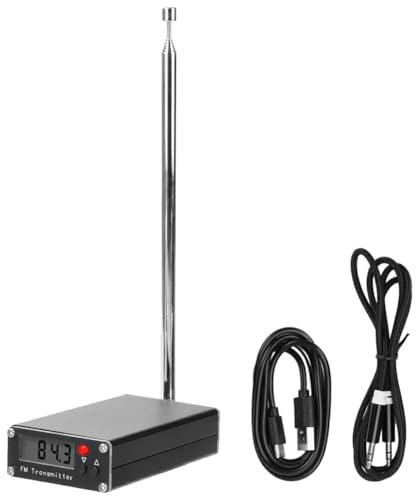 Fegtrtyoa Trasmettitore FM da 0,5 W con Display Digitale, Lungo Raggio, 2000 Metri, Trasmissione Stereo, 76-108 MHz, Apparecchiatura per Stazione Radio Portatile