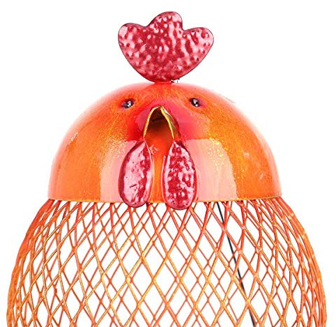 LDAUYZLING Tooarts - Caseta para pájaros con forma de gallo, moderna, hecha a mano, de hierro, para colgar al aire libre, villa, jardín, patio, decoración (naranja)