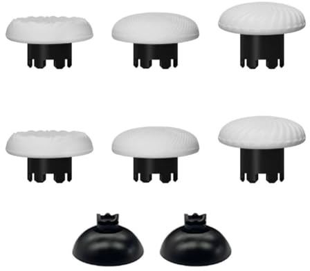 Hzxkqmil Joystick Personalizzato in Plastica per PS5/PS5 Edge Controller | 6 Bastoncini del Pollice di Ricambio + 2 Base dei Joystick Impugnature per Pollice per PS4/Switch Pro Controller, Bianco