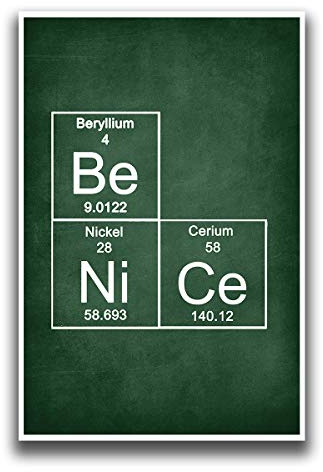 JSC JSC387 Chemical Elements Be, Ni, Ce Classroom Poster | 18-Inches by 12-Inches | Premium 100lb Gloss Poster Paper