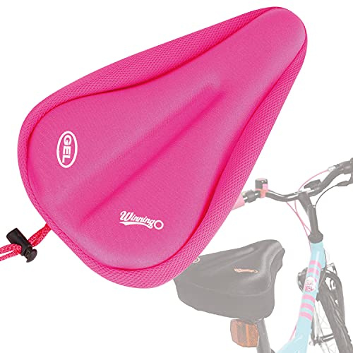WINNINGO Gel Kids Bike Seat Cushion Cover, Anti-Slip Child Bike Seat Cover Comfortable Adjustable Small Bicycle Saddle Pad, 9'' X 6''