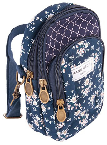 Ylucky Ladies Girls Floral Crossbody Bag Mobile Phone Shoulder Bag Cotton Mobile Phone Handbag for Carrying Card Cellphone Pouch Purse Multi-Layered Wallet