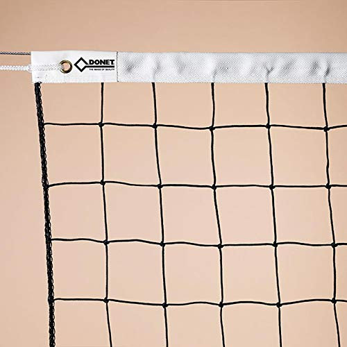 DONET Volleyball Trainingsnetz, ca. 3 mm ø, mit Stahlseil 4 mm verzinkt 11,7 m, schwarz