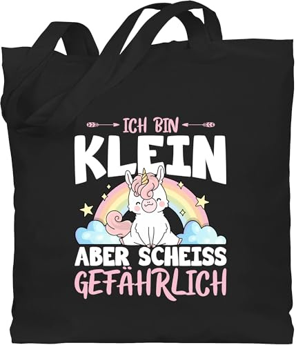 Shirtracer - Baumwolltasche - Einhörner - Taschen - Ich bin klein aber scheiß gefährlich Einhorn Regenbogen weiß