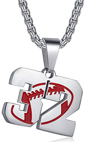 American Football Rugby Jersey Number 32 Pendant Necklace for Women Men